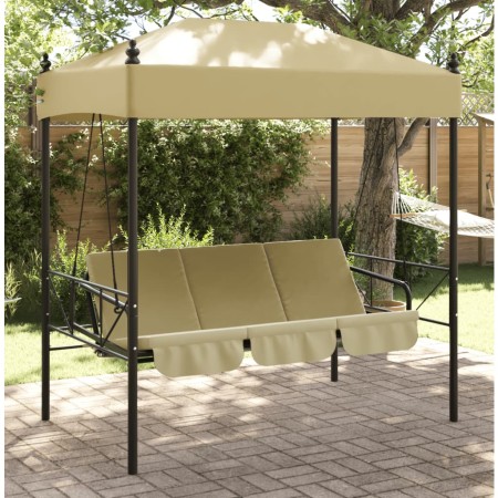 Banco columpio de jardín con toldo acero arena de , Balancines de jardín - Ref: Foro24-4008899, Precio: 240,66 €, Descuento: %