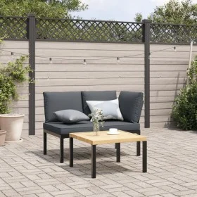 Banco de jardín con cojines aluminio negro de , Bancos de jardín - Ref: Foro24-4008569, Precio: 188,78 €, Descuento: %