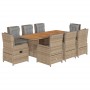 Set comedor de jardín 9 pzas con cojines ratán sintético beige de , Conjuntos de jardín - Ref: Foro24-3262790, Precio: 1,00 €...