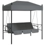 Banco columpio de jardín con toldo acero arena gris oscuro de , Balancines de jardín - Ref: Foro24-4008901, Precio: 267,14 €,...