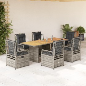 Set comedor jardín 7 pzas y cojines ratán sintético gris de , Conjuntos de jardín - Ref: Foro24-3262930, Precio: 789,98 €, De...
