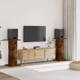 Soportes altavoces 2 uds madera roble ahumado 30x30x95 cm de , Soportes para altavoces - Ref: Foro24-852676, Precio: 73,91 €,...