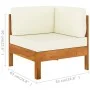 Muebles de jardín 2 pzas cojines blanco crema madera de acacia de vidaXL, Sofás modulares de exterior - Ref: Foro24-310636, P...
