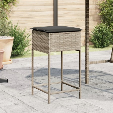 Taburetes de cocina y cojines 2 uds ratán sintético gris claro de , Sillas de jardín - Ref: Foro24-368322, Precio: 94,05 €, D...