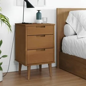 Mesita de noche MOLDE madera maciza de pino marrón 40x35x65 cm by , Nightstands - Ref: Foro24-4013409, Price: 84,06 €, Discou...