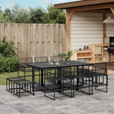 Set de comedor de jardín 11 pzas ratán sintético negro de , Conjuntos de jardín - Ref: Foro24-3295054, Precio: 515,62 €, Desc...