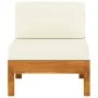 Sofá central con cojines blanco crema madera de acacia de vidaXL, Sofás modulares de exterior - Ref: Foro24-310646, Precio: 1...