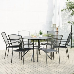 Sillas jardín apilables 7 pzas acero recubrimiento polvo gris de , Conjuntos de jardín - Ref: Foro24-3283759, Precio: 470,00 ...