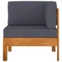 Muebles de jardín 2 pzas cojines madera acacia gris oscuro de vidaXL, Sofás modulares de exterior - Ref: Foro24-310637, Preci...