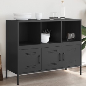 Aparador acero negro 100,5x39x79 cm de , Aparadores - Ref: Foro24-843090, Precio: 144,09 €, Descuento: %