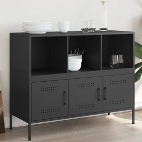 Aparador acero negro 100,5x39x79 cm de , Aparadores - Ref: Foro24-843090, Precio: 141,90 €, Descuento: %