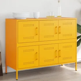 Aparador acero amarillo mostaza 100,5x39x79 cm de , Aparadores - Ref: Foro24-843099, Precio: 173,41 €, Descuento: %