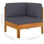 Muebles de jardín 2 pzas cojines madera acacia gris oscuro de vidaXL, Sofás modulares de exterior - Ref: Foro24-310637, Preci...