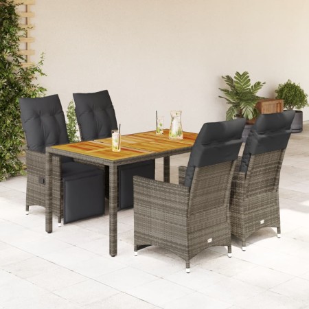 Mesita y sillas jardín 5 pzas y cojines ratán sintético gris de , Conjuntos de jardín - Ref: Foro24-3276887, Precio: 654,40 €...