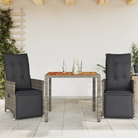 Mesita y sillas jardín 3 pzas y cojines ratán sintético gris de , Conjuntos de jardín - Ref: Foro24-3276885, Precio: 337,17 €...