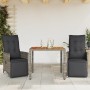 Mesita y sillas jardín 3 pzas y cojines ratán sintético gris de , Conjuntos de jardín - Ref: Foro24-3276885, Precio: 337,17 €...