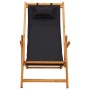 Silla de playa plegable madera maciza de eucalipto y tela negra de vidaXL, Sillas de jardín - Ref: Foro24-310313, Precio: 70,...