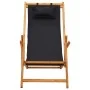 Silla de playa plegable madera maciza de eucalipto y tela negra de vidaXL, Sillas de jardín - Ref: Foro24-310313, Precio: 69,...