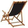 Silla de playa plegable madera maciza de eucalipto y tela negra de vidaXL, Sillas de jardín - Ref: Foro24-310313, Precio: 69,...
