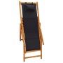 Silla de playa plegable madera maciza de eucalipto y tela negra de vidaXL, Sillas de jardín - Ref: Foro24-310313, Precio: 70,...