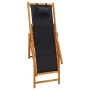 Silla de playa plegable madera maciza de eucalipto y tela negra de vidaXL, Sillas de jardín - Ref: Foro24-310313, Precio: 69,...