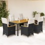 Set de mesa y sillas de jardín 7 pzas y cojines ratán PE negro de , Conjuntos de jardín - Ref: Foro24-3276963, Precio: 881,81...