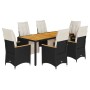 Set de mesa y sillas de jardín 7 pzas y cojines ratán PE negro de , Conjuntos de jardín - Ref: Foro24-3276963, Precio: 881,81...