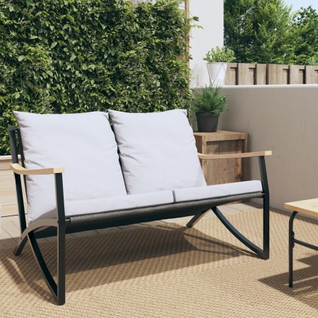 Banco de jardín con cojines acero negro 120 cm de , Conjuntos de jardín - Ref: Foro24-4009306, Precio: 164,69 €, Descuento: %