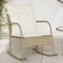Silla mecedora de jardín con cojines ratán sintético beige de , Sillas de jardín - Ref: Foro24-369022, Precio: 91,20 €, Descu...