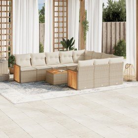 Set de sofás de jardín 11pzas con cojines ratán sintético beige en Conjuntos de jardín | Comprar online en Foru.es