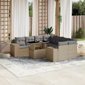 Set de sofás de jardín 9 pzas con cojines ratán sintético beige de , Conjuntos de jardín - Ref: Foro24-3269059, Precio: 590,5...