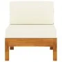 Sofá central 2 piezas cojines blanco crema madera de acacia de vidaXL, Sofás modulares de exterior - Ref: Foro24-310638, Prec...