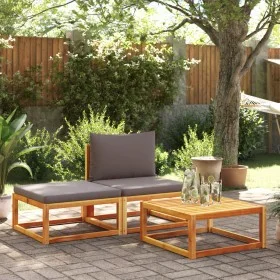 Set de sofás de jardín con cojines 3 pzas madera maciza acacia by , Outdoor sofas - Ref: Foro24-4008174, Price: 224,13 €, Dis...