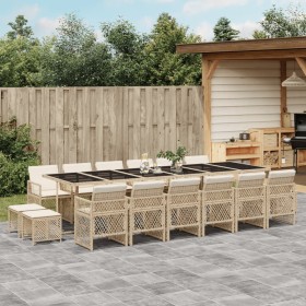 Set comedor de jardín 17 pzas con cojines ratán sintético beige de , Conjuntos de jardín - Ref: Foro24-3210826, Precio: 922,4...