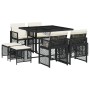 Set de comedor de jardín 9 pzas y cojines ratán sintético negro de , Conjuntos de jardín - Ref: Foro24-3210774, Precio: 351,3...