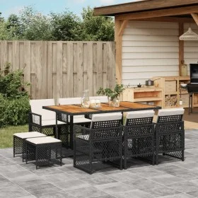 Set de comedor jardín 11 pzas con cojines ratán sintético negro de , Conjuntos de jardín - Ref: Foro24-3210795, Precio: 572,0...