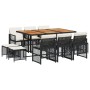 Set de comedor jardín 11 pzas con cojines ratán sintético negro de , Conjuntos de jardín - Ref: Foro24-3210795, Precio: 594,9...