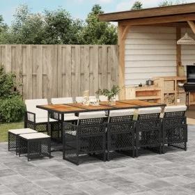 Set comedor de jardín con cojines 13 pzas ratán sintético negro de , Conjuntos de jardín - Ref: Foro24-3210807, Precio: 795,5...