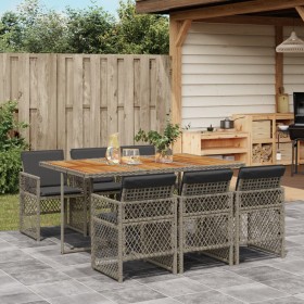 Set comedor jardín 7 pzas y cojines ratán sintético gris de , Conjuntos de jardín - Ref: Foro24-3210734, Precio: 507,07 €, De...