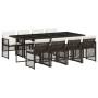 Set comedor para jardín 9 pzas y cojines ratán sintético marrón de , Conjuntos de jardín - Ref: Foro24-3210741, Precio: 535,8...