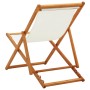 Silla de playa plegable madera maciza de eucalipto y tela crema de vidaXL, Sillas de jardín - Ref: Foro24-310314, Precio: 71,...