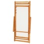 Silla de playa plegable madera maciza de eucalipto y tela crema de vidaXL, Sillas de jardín - Ref: Foro24-310314, Precio: 71,...