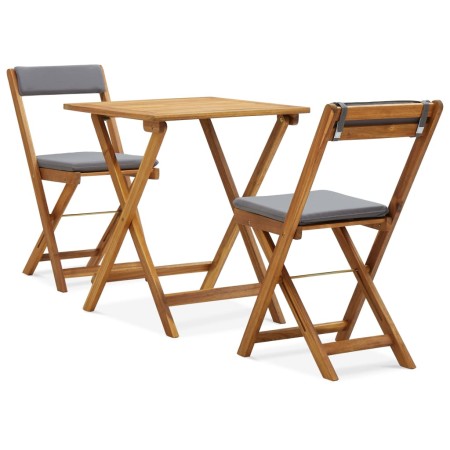 Mesa y sillas bistró plegables 3 pzas y cojines madera maciza de vidaXL, Conjuntos de jardín - Ref: Foro24-310275, Precio: 14...