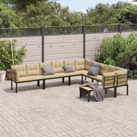 Set sofás jardín y cojines 6 pzas acero recubierto polvo negro de , Conjuntos de jardín - Ref: Foro24-3283657, Precio: 645,05...