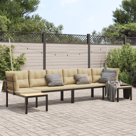 Set sofás jardín y cojines 4 pzas acero recubierto polvo negro de , Conjuntos de jardín - Ref: Foro24-3283669, Precio: 387,60...