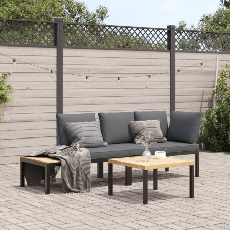 Set de sofás de jardín con cojines 3 piezas aluminio negro de , Conjuntos de jardín - Ref: Foro24-3283683, Precio: 418,39 €, ...