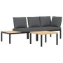 Set de sofás de jardín con cojines 3 piezas aluminio negro de , Conjuntos de jardín - Ref: Foro24-3283683, Precio: 418,39 €, ...