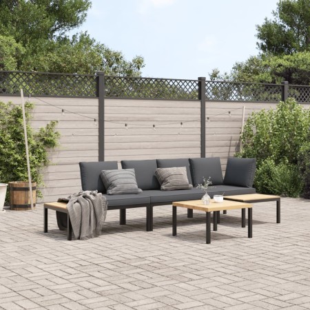 Set de sofás de jardín con cojines 4 piezas aluminio negro de , Conjuntos de jardín - Ref: Foro24-3283706, Precio: 564,47 €, ...