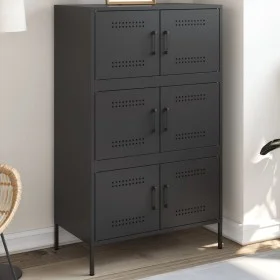 Aparador de acero negro 68x39x113 cm de , Aparadores - Ref: Foro24-842958, Precio: 141,24 €, Descuento: %