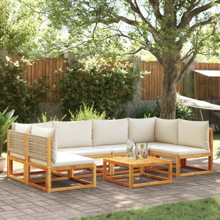 Set de sofás de jardín con cojines 7 pzas madera maciza acacia de , Conjuntos de jardín - Ref: Foro24-3278932, Precio: 733,85...